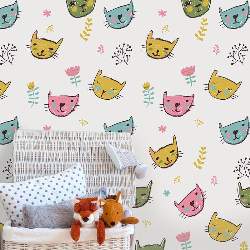 Frendorf | Novelty Katze Kopf Wandpaneel Cartoon PVC Wanddekoration in Gelb, Peelen und Kleben