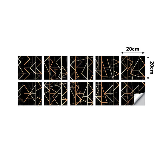 Schwarze Marmor Tapetenpaneele Geometrisches Linienmuster Moderne Aufkleber Wandkunst für Zuhause