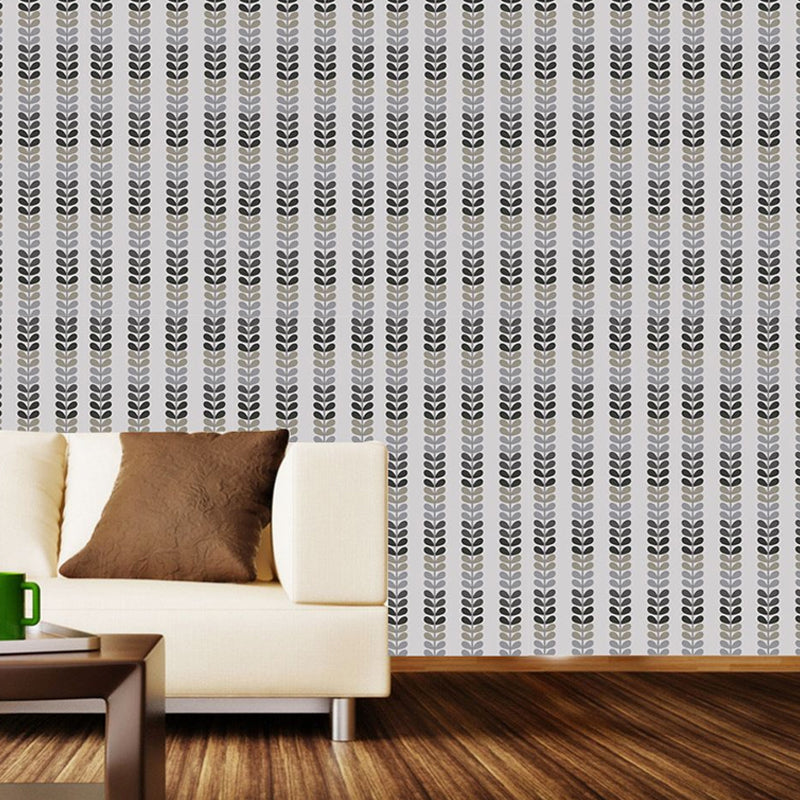 Grau Country Tapetenpaneel-Set 4' x 20,5" Blattdruck Selbstklebende Wanddekoration für das Wohnzimmer