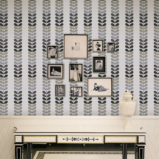 Grau Country Tapetenpaneel-Set 4' x 20,5" Blattdruck Selbstklebende Wanddekoration für das Wohnzimmer