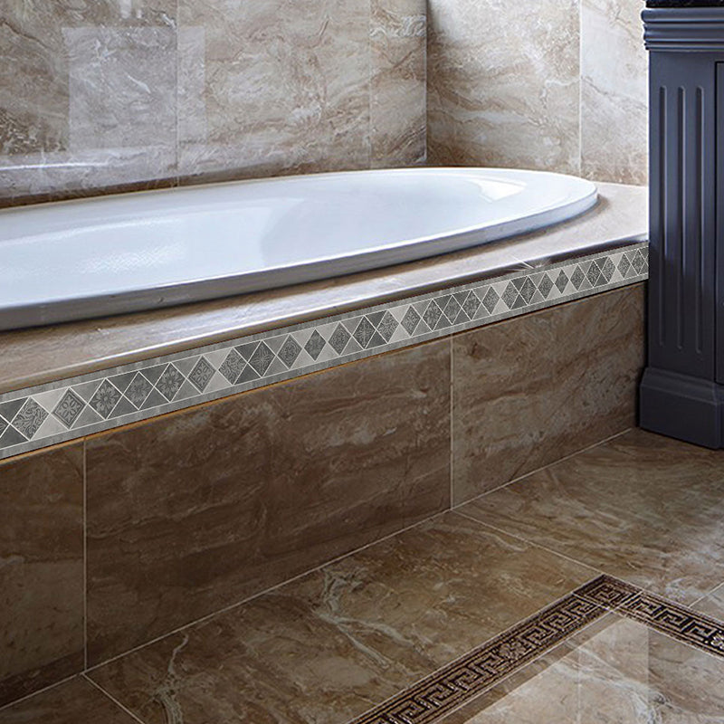 Grau Retro Klebefolie Rand 6,5' x 4" Geometrisches und Blumenmuster Wandbelag für Zuhause