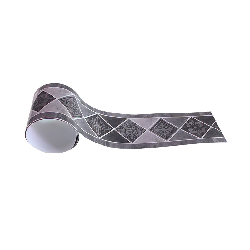 Grau Retro Klebefolie Rand 6,5' x 4" Geometrisches und Blumenmuster Wandbelag für Zuhause