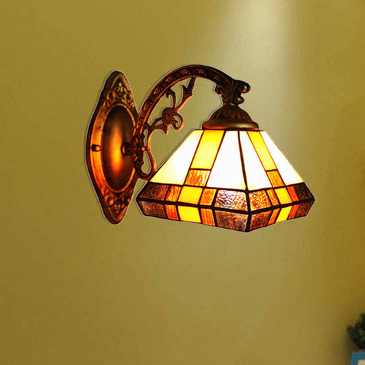 Frendorf | Gestreift Glas Tapas Wandverlichting 1 Hoofd Missie Stijl Mini Wandlamp Licht in Antiek Messing