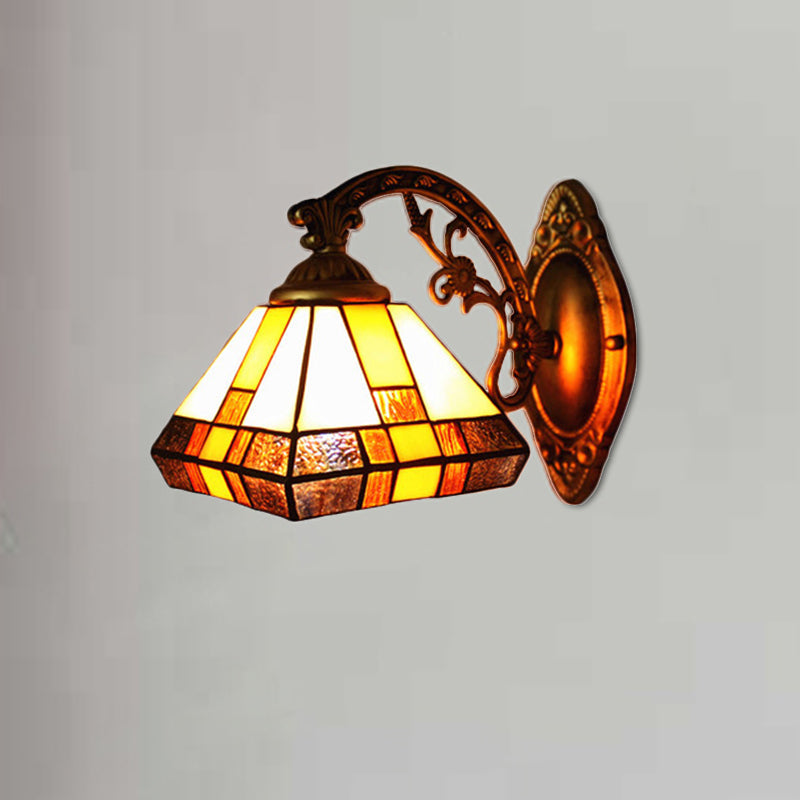 Frendorf | Gestreift Glas Tapas Wandverlichting 1 Hoofd Missie Stijl Mini Wandlamp Licht in Antiek Messing
