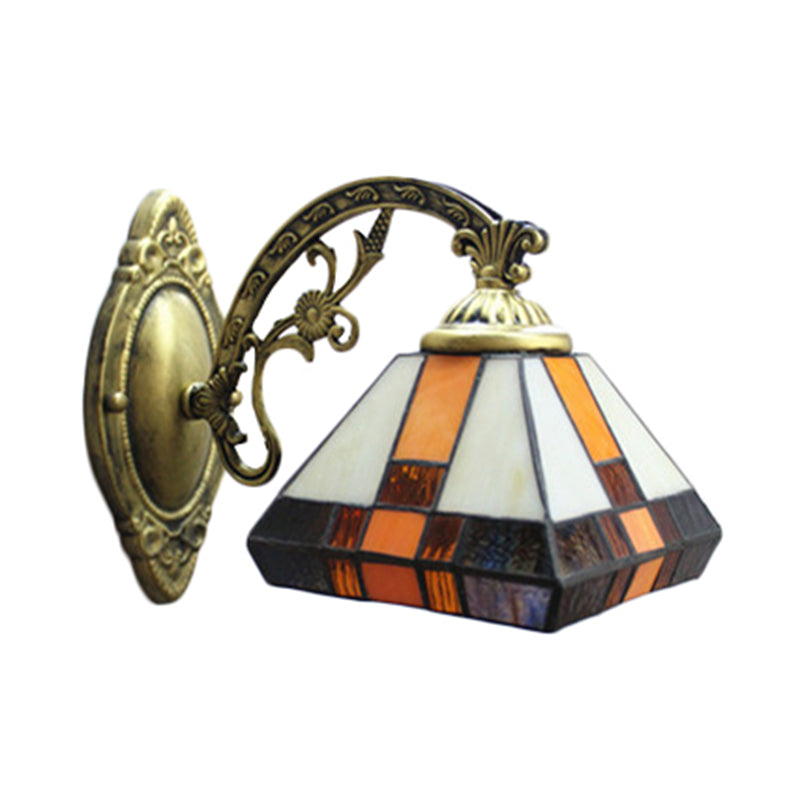 Frendorf | Gestreift Glas Tapas Wandverlichting 1 Hoofd Missie Stijl Mini Wandlamp Licht in Antiek Messing