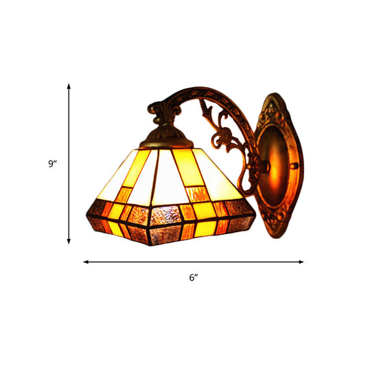 Frendorf | Gestreift Glas Tapas Wandverlichting 1 Hoofd Missie Stijl Mini Wandlamp Licht in Antiek Messing
