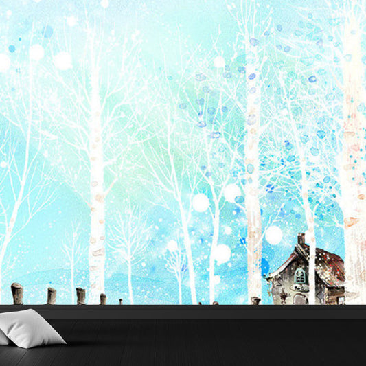 Frendorf | Giant Contemporary Wandbekleding in Pastel Kleur Bladloze Bomen Wandkunst, Op Maat Geprinte