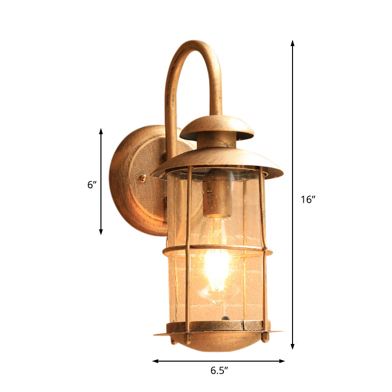 Frendorf | 1 Licht Wandlamp Verlichting Kust Cilinder Duidelijk Glas Wandlamp Bevestiging in Messing met Kooi