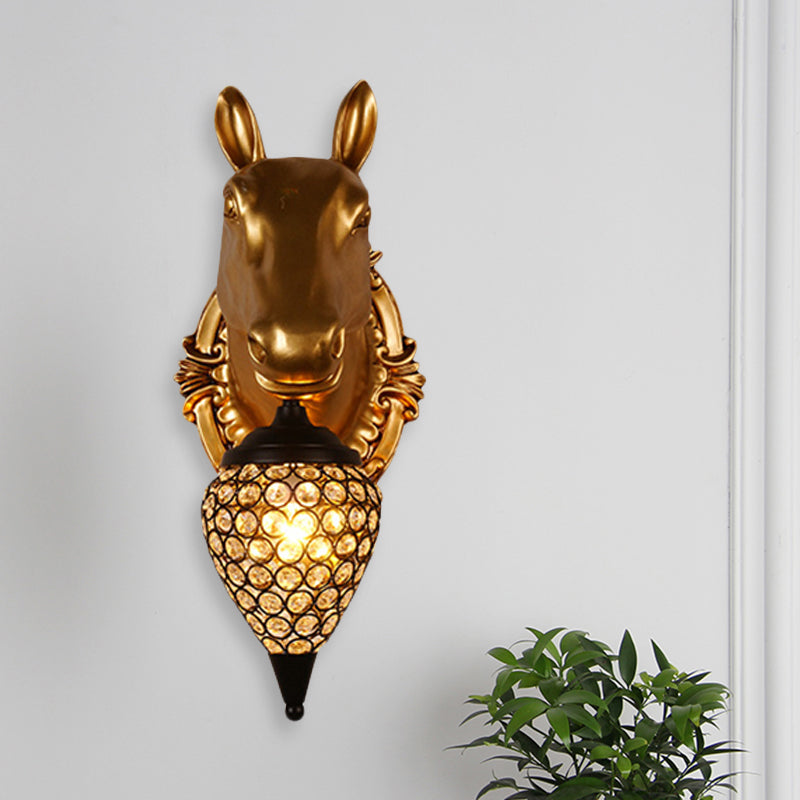 Frendorf | Metalen dieren wandlamp zwarte kristal holle kegel schaduw wandlicht