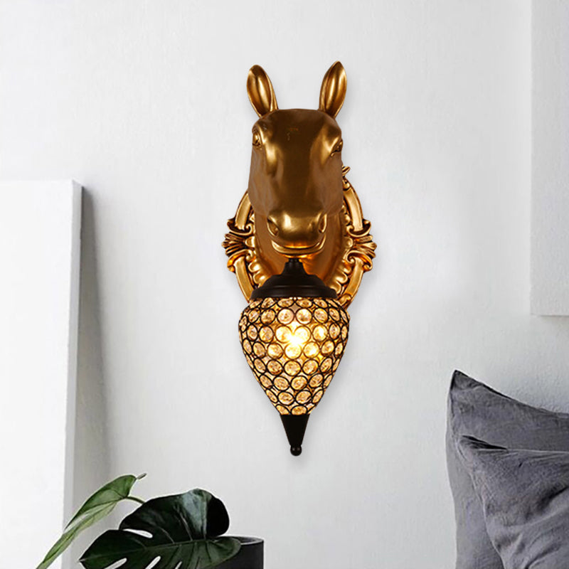 Frendorf | Metalen dieren wandlamp zwarte kristal holle kegel schaduw wandlicht