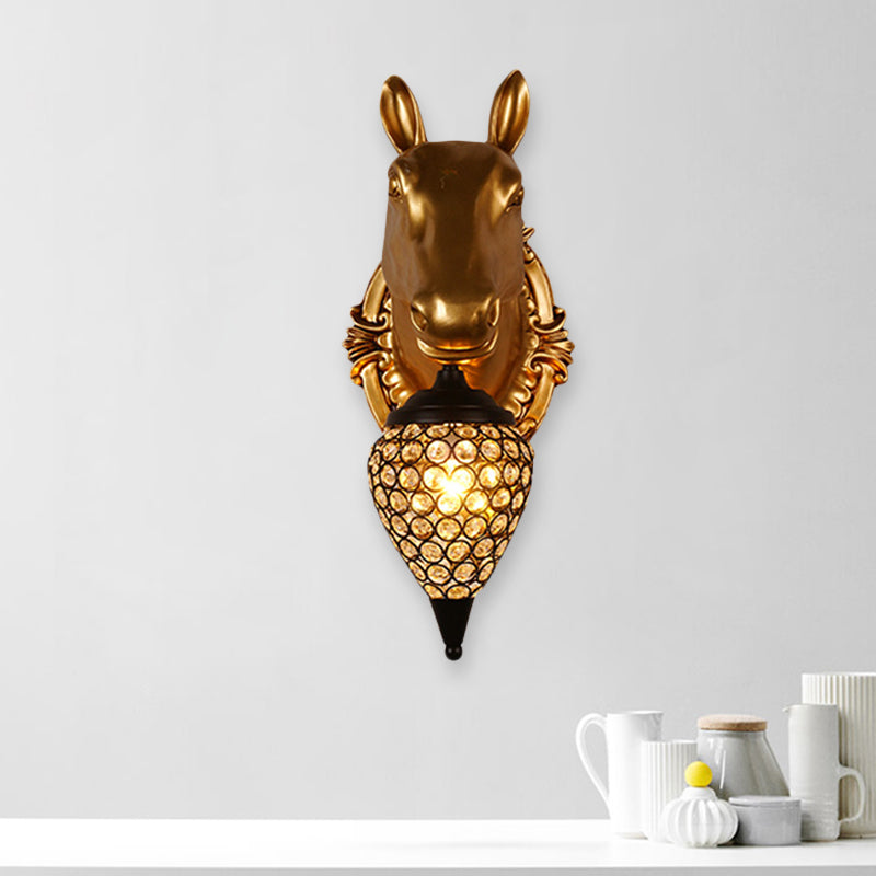Frendorf | Metalen dieren wandlamp zwarte kristal holle kegel schaduw wandlicht