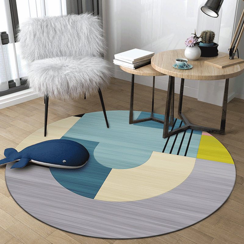 Frendorf | Bold Color Blocking Indoor Rug Multicolored Synthetics Carpet Stain Resistant Rug for Home Decor