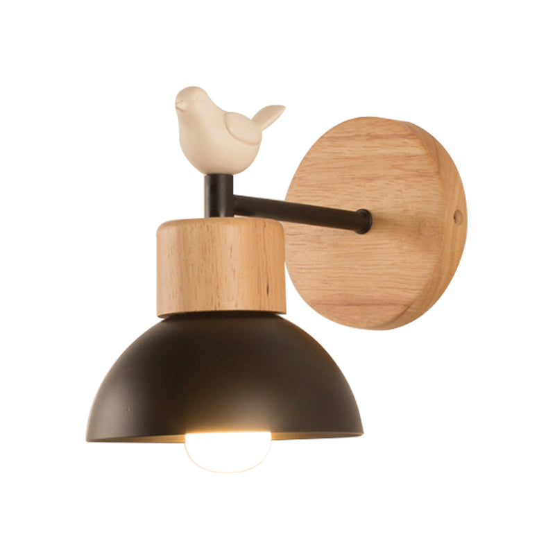 NordicDome - Metall und Holz Wandlampe mit Vogel für das Kinderzimmer