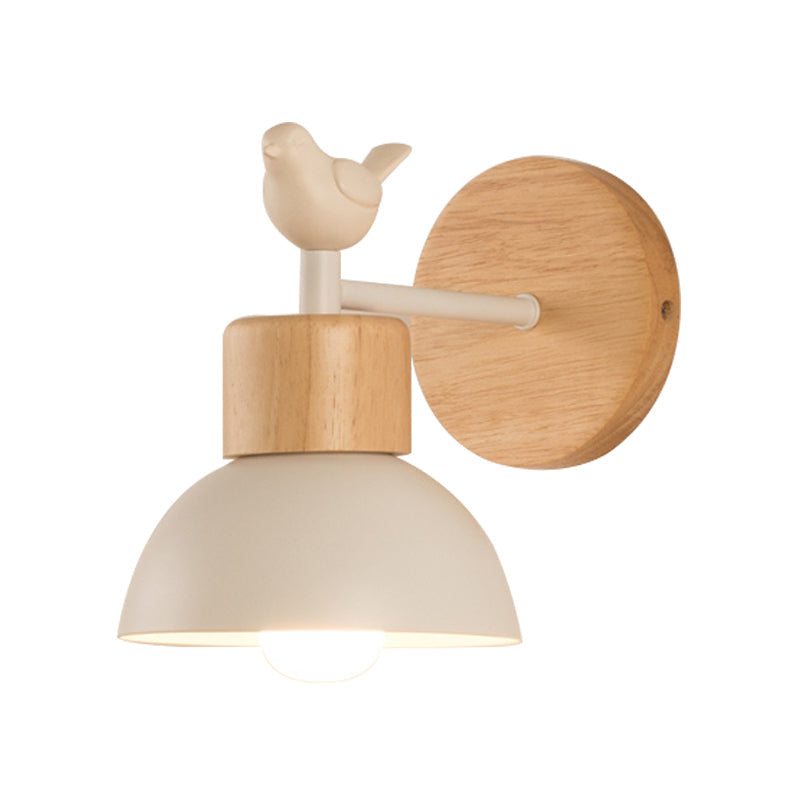 NordicDome - Metall und Holz Wandlampe mit Vogel für das Kinderzimmer