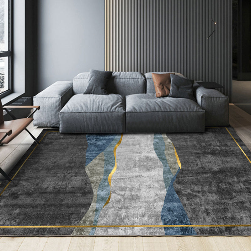 Frendorf | Steampunk Woonkamer Tapijt Donkere Kleur Lijnkunst Abstract Tapijt Polyester Antislip Achtergrond Tapijt voor Woonkamer