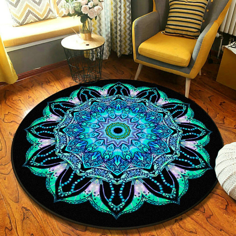 Fancy Mandala Teppich Dunkle Farbe Marokkanischer Teppich Polyester Haustierfreundlicher Teppich für Wohnzimmer