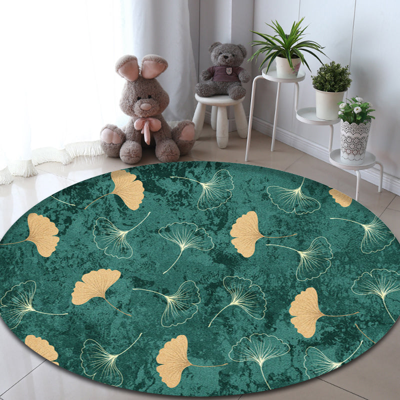 Frendorf | Groener Tropisch Tapijt Polyester Ginkgo Bladprint Tapijt Antislip Rug Gemakkelijk Onderhoud Tapijt voor Thuis