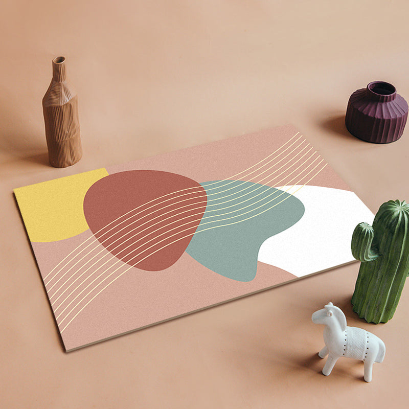 Frendorf | Eenvoudig Multi Color Modernisme Vloerkleed Polyester Kleurblok en Gestreept Patroon Tapijt Wasbaar Antislip Achterkant Tapijt voor Salon