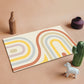 Frendorf | Eenvoudig Multi Color Modernisme Vloerkleed Polyester Kleurblok en Gestreept Patroon Tapijt Wasbaar Antislip Achterkant Tapijt voor Salon