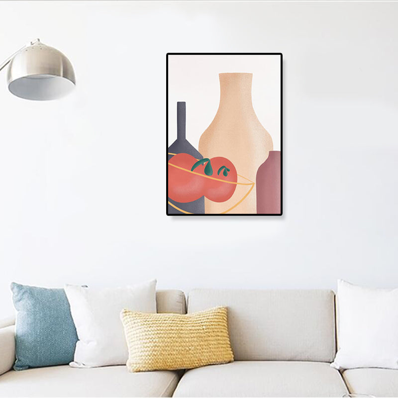 Frendorf | Pastell Stillleben Leinwanddruck Illustration Obst und Geschirr Moderne Texturierte Wandkunst