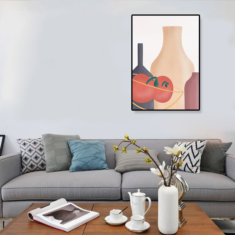 Frendorf | Pastell Stillleben Leinwanddruck Illustration Obst und Geschirr Moderne Texturierte Wandkunst