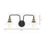 Frendorf | Industrielle konische/wellenförmige/abgefächerte Wandleuchte Glas und Metall schwarz 2-Birnen Wandmontage Lampe für Innenräume