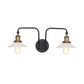 Frendorf | Industrielle konische/wellenförmige/abgefächerte Wandleuchte Glas und Metall schwarz 2-Birnen Wandmontage Lampe für Innenräume