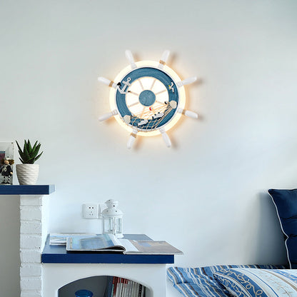 Frendorf | Ruderharz Wandbeleuchtung Ideen Küsten LED Weiß/Blaue Wandmontage Lampe mit Rundem Acrylschirm in Warm/Weiß Licht