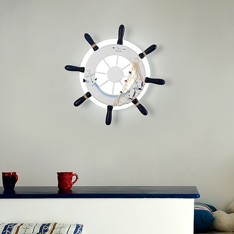 Frendorf | Ruderharz Wandbeleuchtung Ideen Küsten LED Weiß/Blaue Wandmontage Lampe mit Rundem Acrylschirm in Warm/Weiß Licht
