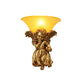 Frendorf | Wit/Goud Engel Wandlamp Koloniaal 1 Kop Hars Bevestigde Verlichting met Klokken Opale Glazen Schaduw, Jongen/Meisje