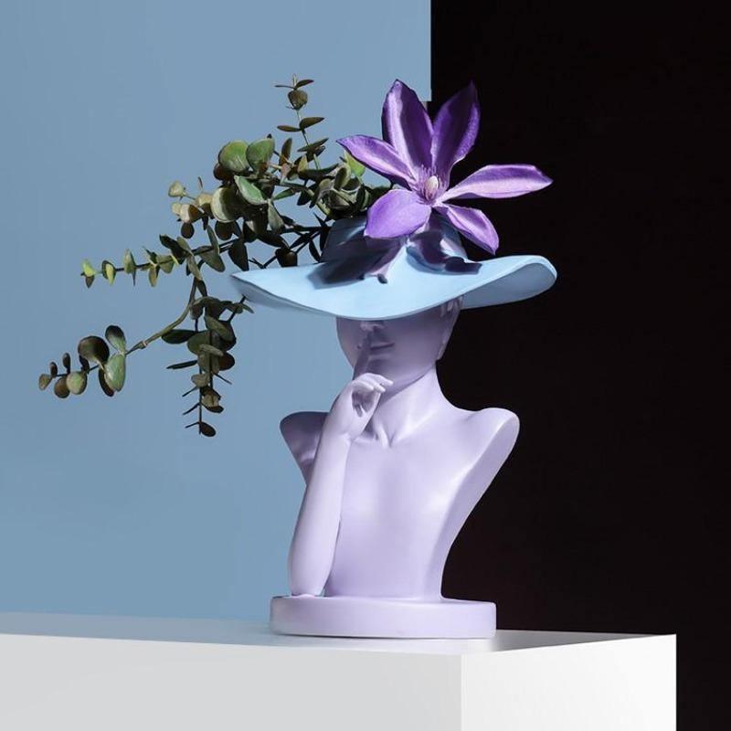 Frendorf | FemiVase Damenhut Design Vase | Kunstvolle Dekoration | Elegantes Wohnaccessoire | Handgefertigt