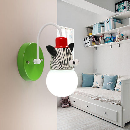Frendorf | Moderne schöne Zebra Wandleuchte Einzelkopf Metall Wandlampe für Kinderzimmer