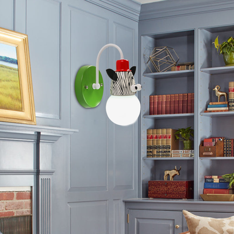 Frendorf | Moderne schöne Zebra Wandleuchte Einzelkopf Metall Wandlampe für Kinderzimmer