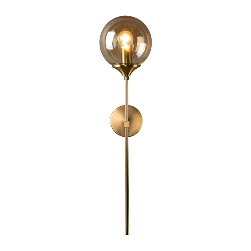 Frendorf | Bal Shade Pencil-Arme Wandverlichting Postmodern Duidelijk/Amber/Smoke Grijs Glas Enkele Messing Wand Gemonteerde Lamp