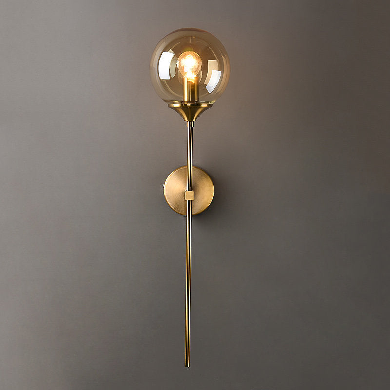 Frendorf | Bal Shade Pencil-Arme Wandverlichting Postmodern Duidelijk/Amber/Smoke Grijs Glas Enkele Messing Wand Gemonteerde Lamp