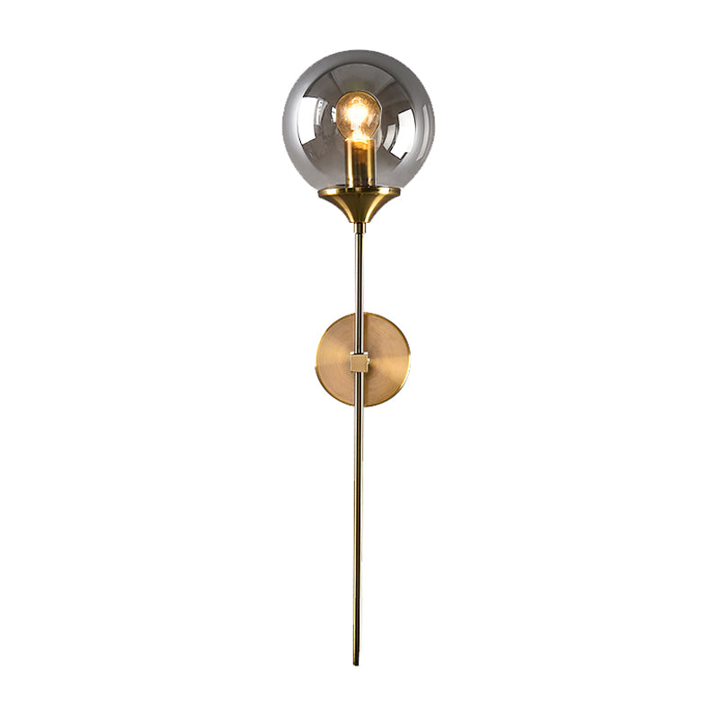 Frendorf | Bal Shade Pencil-Arme Wandverlichting Postmodern Duidelijk/Amber/Smoke Grijs Glas Enkele Messing Wand Gemonteerde Lamp
