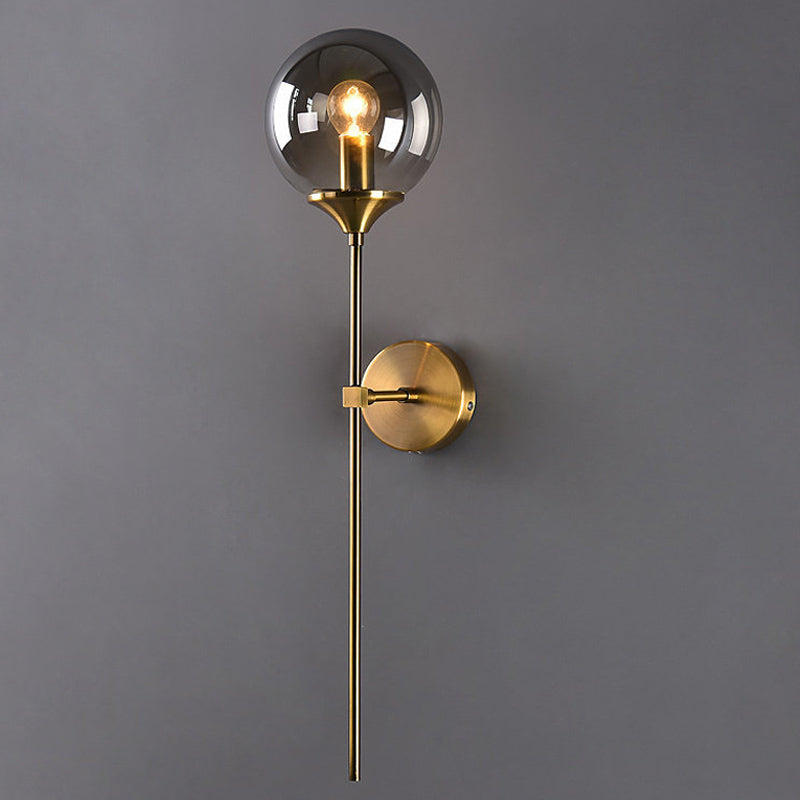 Frendorf | Bal Shade Pencil-Arme Wandverlichting Postmodern Duidelijk/Amber/Smoke Grijs Glas Enkele Messing Wand Gemonteerde Lamp