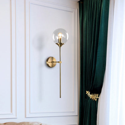 Frendorf | Bal Shade Pencil-Arme Wandverlichting Postmodern Duidelijk/Amber/Smoke Grijs Glas Enkele Messing Wand Gemonteerde Lamp