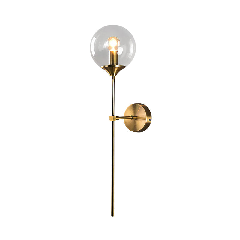 Frendorf | Bal Shade Pencil-Arme Wandverlichting Postmodern Duidelijk/Amber/Smoke Grijs Glas Enkele Messing Wand Gemonteerde Lamp