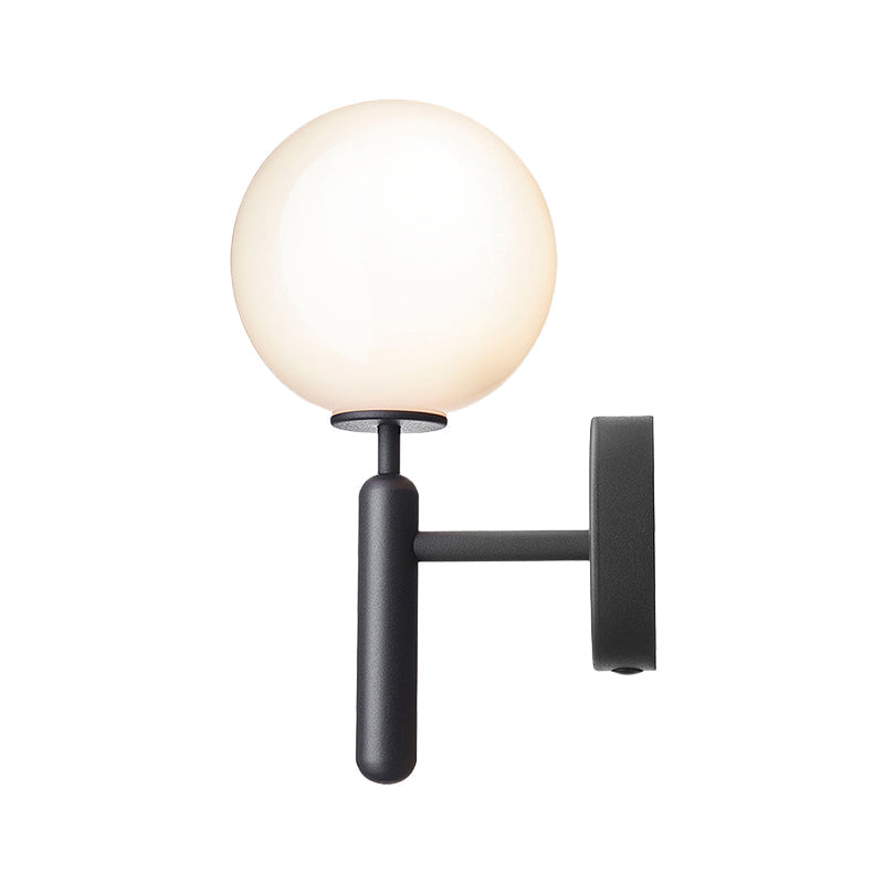 Frendorf | 1-Licht Nachttisch Wandlampe Einfache Schwarze Wandmontierte Lichtarmatur mit Ball Weiß/Klar Wasser Glas Schirm