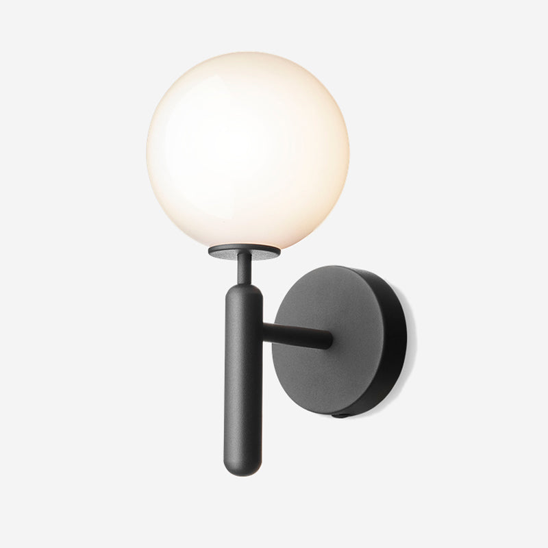 Frendorf | 1-Licht Nachttisch Wandlampe Einfache Schwarze Wandmontierte Lichtarmatur mit Ball Weiß/Klar Wasser Glas Schirm