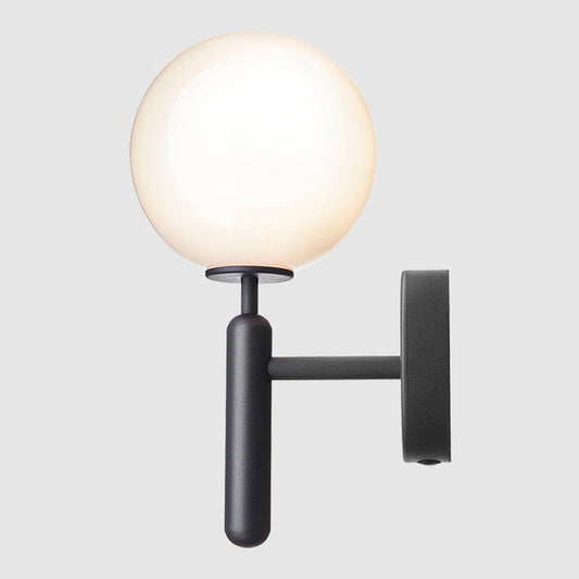 Frendorf | 1-Licht Nachttisch Wandlampe Einfache Schwarze Wandmontierte Lichtarmatur mit Ball Weiß/Klar Wasser Glas Schirm