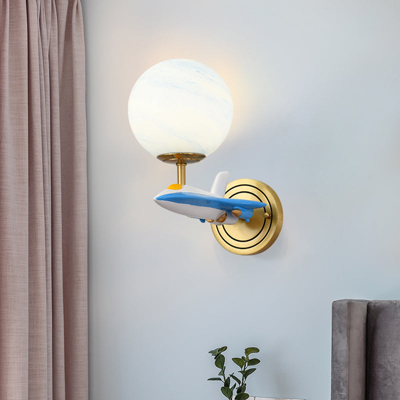 Frendorf | Woonkamer Sferische Wandlamp met Vliegtuig Glas Hars Hedendaagse Wandlamp