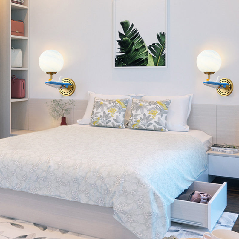 Frendorf | Woonkamer Sferische Wandlamp met Vliegtuig Glas Hars Hedendaagse Wandlamp