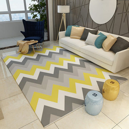 Frendorf | Casual Novelty Teppich in Grau Streifen Chevron Muster Teppich Polyester Waschbarer Teppich für die Wohnkultur