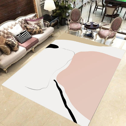 Frendorf | Witte en Roze Slaapkamer Tapijt Noviteit Kleurblokpatroon Tapijt Polyester Wasbaar Gebied Tapijt