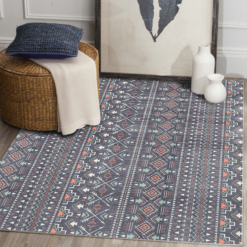 Frendorf | Indisches Tribal Innenraumteppich Gestreift Diamant Geometrisch Synthetisch Fleckenfest Power Loom Bereichsteppich für Wohnzimmer
