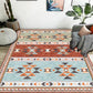 Frendorf | Blauer und Roter Schlafzimmer Teppich Marokkanisches Medaillon Dreieck Streifen Muster Bereich Teppich Polyester Antirutsch Teppich