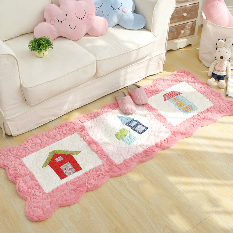 Frendorf | Novelty House Pattern Teppich Grün und Grau Kinderteppich Polyester Waschbar Haustierfreundlich Rutschfester Teppich für Kinderzimmer