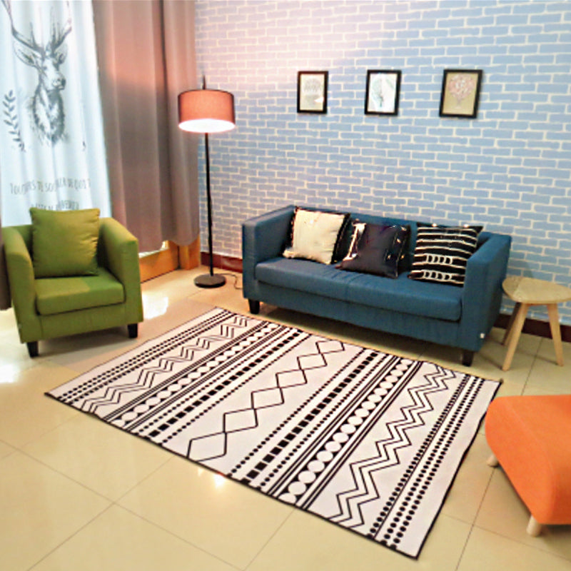 Multi Color Bohemian Teppich Synthetik Tribal Streifenmuster Teppich Tierfreundlich Waschbar Rutschfester Teppich für Büro